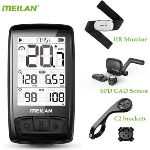 MEILAN Wireless Bicycle Speedometer M4 and S1 Taillights Tachometer Heart Rate Monitor cadence Speed Sensor Waterproof Stopwatch