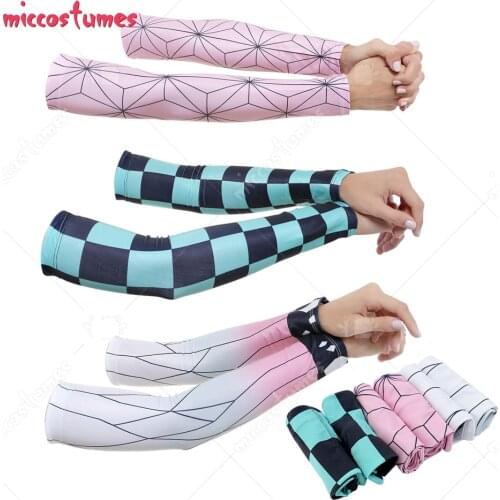Demon Slayer Nezuko Tanjiro Shinobu Anime Derivative UV Sun Protection Arm Sleeves Cosplay Sportswear Accessory Outfit 3 Pairs
