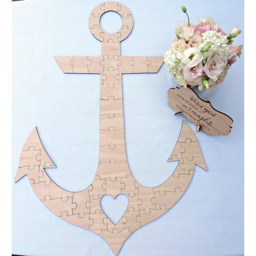 Wood Puzzle Guest Book, Custom Wedding Guest Book Puzzle,Anchor Wedding Guest Book Puzzle, Wooden Wedding Puzzle, Anchor Guest