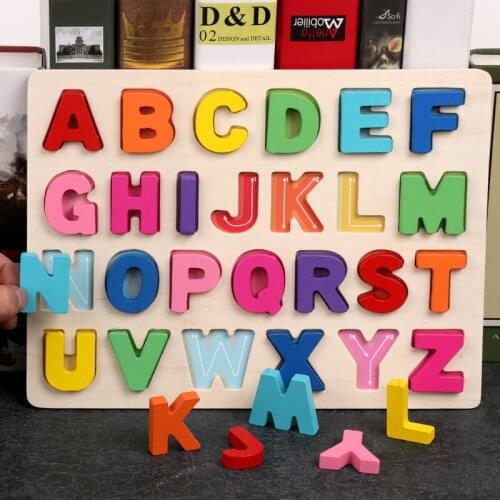 Montessori Wooden Toys Early Learning Jigsaw Letter Board Alphabet Number Puzzle Preschool Educational Baby Toys for Children