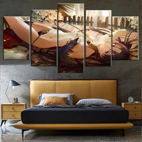 Home Decor Poster HD Pictures Prints Canvas 5 Piece Modular Fate Tohsaka Rin Anime Living Room Art Decorative Painting Framed