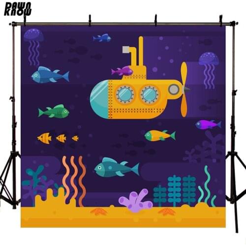 DAWNKNOW Cartoon Underwater Submarine Photography Background Backdrop Photocall Shoot Photographer Children Party Photo Studio