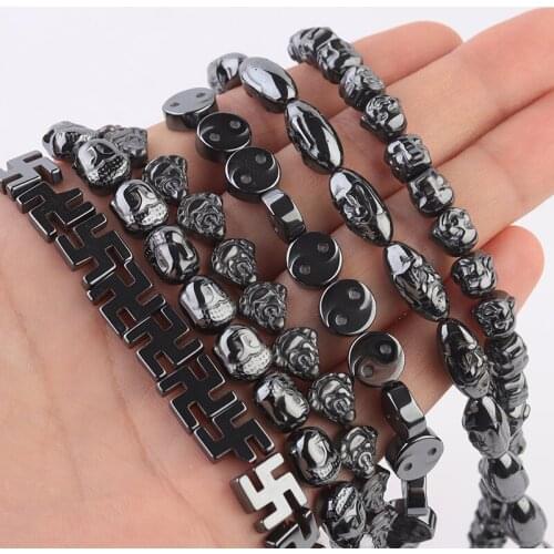 Fine Hematite Bead Necklace Bracelet Hematite High Quality Material Buddha Head Shape Jewelry Accessories Wholesale 8-16mm
