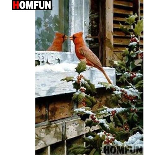 HOMFUN Paint With Diamond Embroidery "Bird scenery" Diamond Painting Full Square Round Picture Of Rhinestone Decor A17700