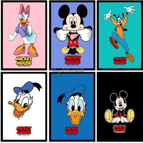 Disney Canvas Paintings Cartoon Mickey Mouse Poster Mickey Minnie Donald Duck Art Wall Print Picture Childrens Room Home Decor