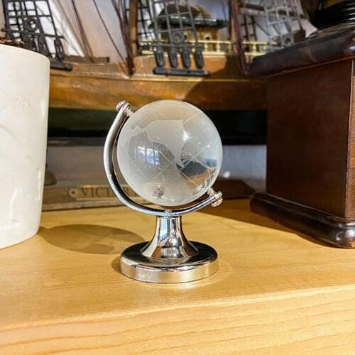 Mini Round Crystal Earth Globe Delicate Artificial Crystal Sphere Ball for Office Clear Students Desk Decorations New Year Gifts