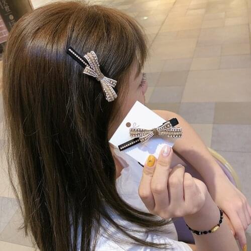 Fashion cute bow Hair Barrette Hair Clip Hairpin Girls rhinestone autumn winter Hair Accessories Women Headdress Wholesale