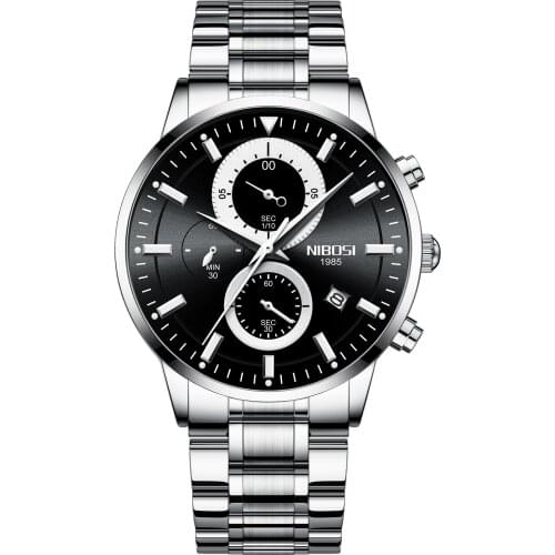 NIBOSI VIP 3 Stainless Steel 2021 Fashion Mens Watches Top Brand Luxury Sports Quartz Watch Men Relogio Masculino