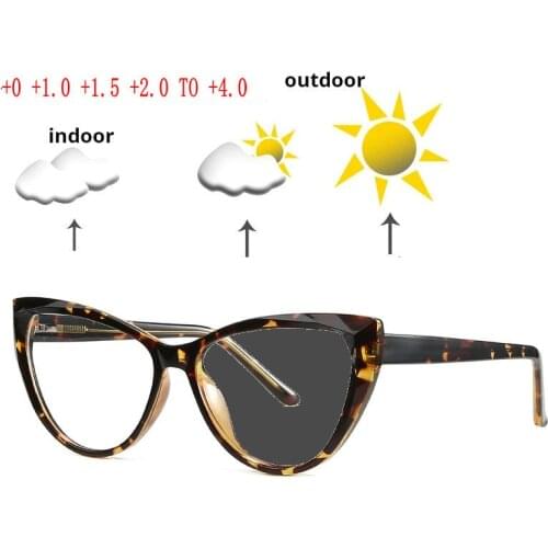 Fashion Cat Progressive Multifocal Lens Reading Glasses Women Presbyopia Hyperopia Bifocal Glasses Sun Photochromic Sunglasse NX