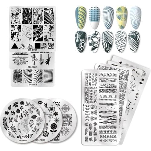 Mtssii 1PC Nail Stamping Plates Flower Rectangle Stainless Steel Nail Image Stencils Stamping Template Manicure Tools