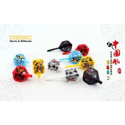 CUESOUL ROST Integrated Dart Shaft and Flights Standard Shape,Peking Opera Design,Set of 3 pcs