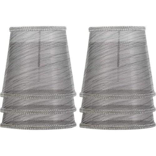 Set of 6 Clip on Gauze Crystal Chandelier Lamp Shades Little Upright Wall Candle Light Lampshade Black