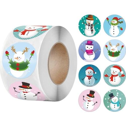 Snowman Stickers Christmas Gift Decoration Sticker Packaging Stationery Sticker Happy Holidays Decoration Seal Label