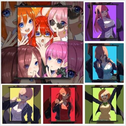 Wall Art Plastic Scroll Hanging The Quintessential Quintuplets Painting Canvas Poster Anime Picture Print Home Decor Kids Room