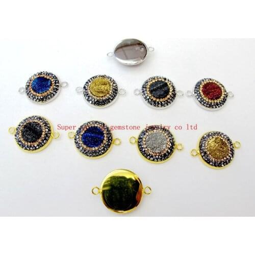 High Quality!Mixed Goede Drusy Pendant Necklace Bracelet Connector With Crystals Drusy Pendant Jewelry Findings 5pcs/lot