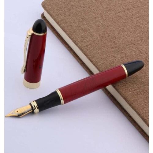 Jinhao 450 Fountain Pen Dark Red Pattern Lacquered Golden Trim Nib Stationery Office School Supplies
