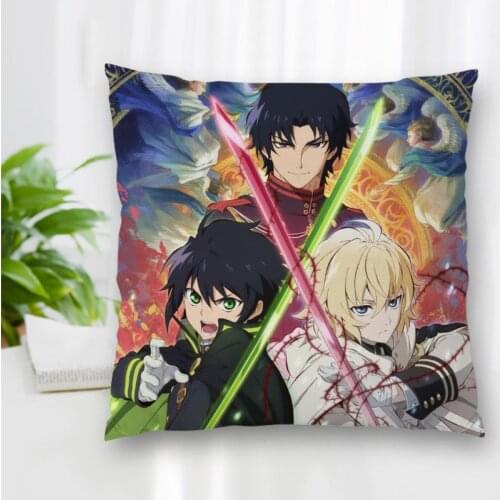 Custom Double Sided Square Pillow Case Seraph Of The End Cushion Covers For Home Sofa Chair Decorative Pillowcases With Zipper
