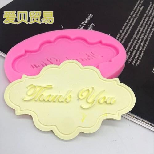 Thank you English word silicone mold chocolate turn sugar mold cake decoration baking tool drop glue candle mold