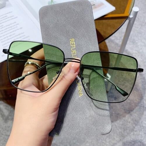 Square Frame Fashion Gradient Lens Sunglasses Women And Man Vintage Luxury Oversized Design Shades Sun Glasses Women