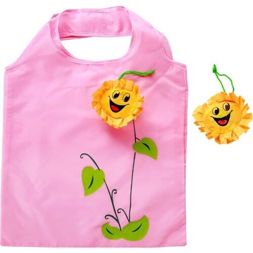 2019Sun flower Hot Creative environmental storage bag Handbag Foldable Shopping Bags Reusable Folding Grocery Nylon eco tote Bag