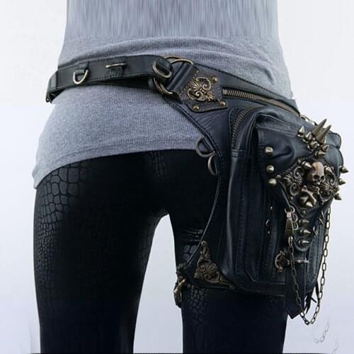 Vintage Punk Leather Messenger Bag Retro Gothic Crossbody Bag Punk Motorcycle Thigh Hip Holster Belt Bag Women Waist Men Leg Bag