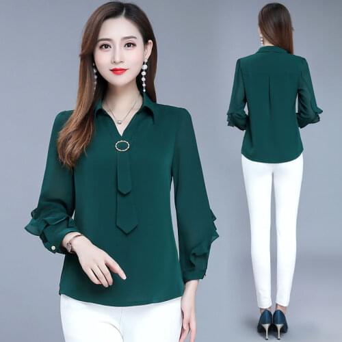 Women Blouse 2021 Womens Spring Clothing Chiffon Shirt Long Sleeve Shirt Spring Wear Top Blusas Ropa De Mujer
