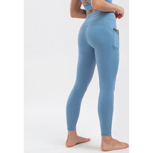 2021 Hot Sale Female Full Length Yoga Leggings Womens Nude High Waist Peach Hip Seamless Tight Running Pants Comfortable