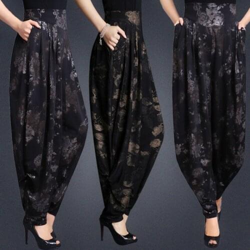2019 Women Super Loose Elegant Harem Pants Elastic Waist Casual Trousers Chiffon Fashion Female Long Pants