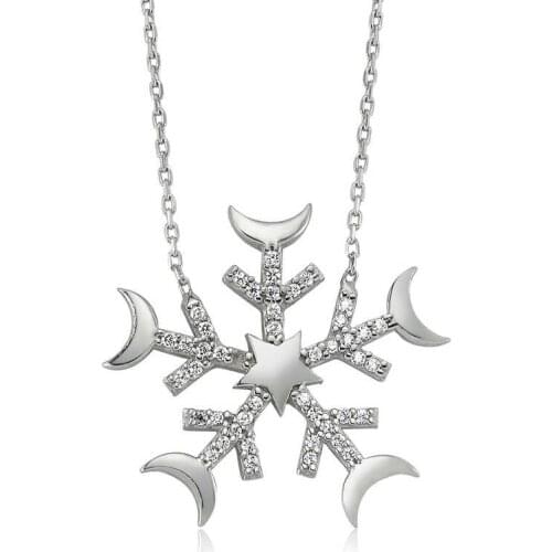 Real Silver 925 Jewelry Silver Snowflake Lady Necklace