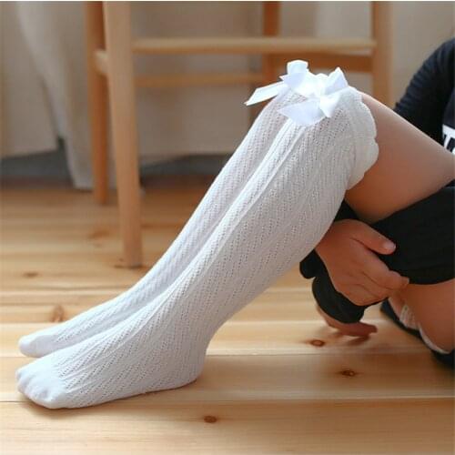 1Pair Lovely Long Soft Socks Lolita 3-12Y Kids Girl Bow Hemp Flowers Cotton Toddler Socks Knee Sock Multiple Colors High Quality