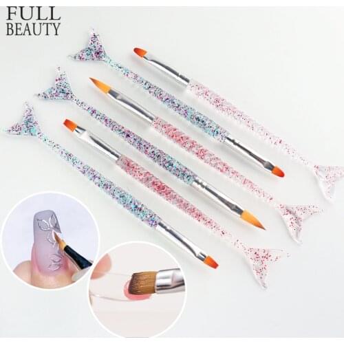 1pc Mermaid Nail Art Brushes For Manicure Acrylic UV Gel Painting Drawing Pen Crystal Fish Tail Designs Accessories Tools CH1865