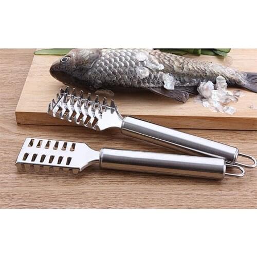 1Pc Stainless Steel Fish Skin Cleaner Scale Scraper Scale Cleaning Brush Seafood Kitchen Tools Remover Peeler Gadgets J8W3