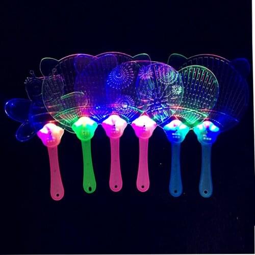 10pcs/lot Novelty LED Flashing Hand Fan Colorful Acrylic Night Glowing light flashing Fan Light-up Kids Toys Party Decoration