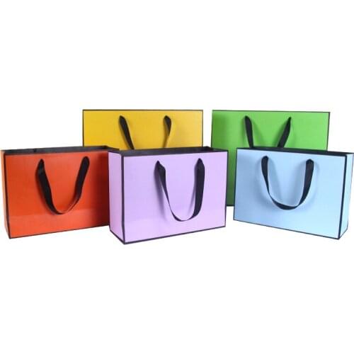 100pcs/lot 4 Size New Creative design Black border Colorful kraft paper bag with handle Wedding Party Favor Paper Gift Bag