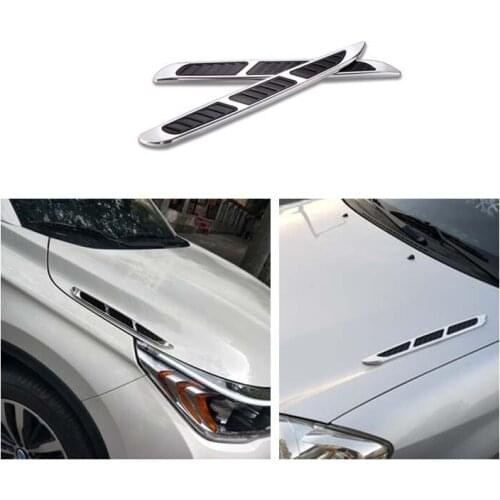 2pcs Simulation 3D Vent Air Flow Vent Outlet Sticker Decoration Sticker Intake Shark Gills Cover Car Styling