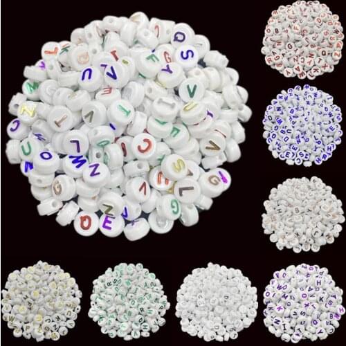 20Pcs 10mm Bronzing Colorful Letter Beads DIY For Jewelry Making Necklace Bracelet Pendant