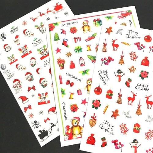 CA-335 christmas design 3d nail sticker template nail decals back glue DIY art decorations for nail manicure