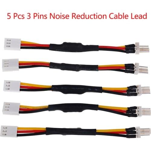 5Pcs 3Pins Noise Reduction Cable Lead For PC Cooling Fan