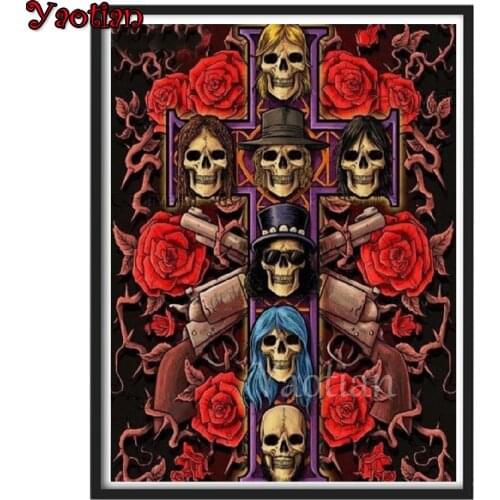 5D Round Diamond Painting Skull Rose Flower full drill diamond painting DIY cross stitch Embroidery Mosaic Diamonds Mazayka