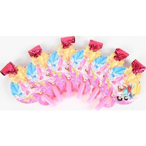 6pcs/lot Princess Theme Party Supplies Noisemaker Blowout Girls Kids Birthday Party Christmas Party Decorations