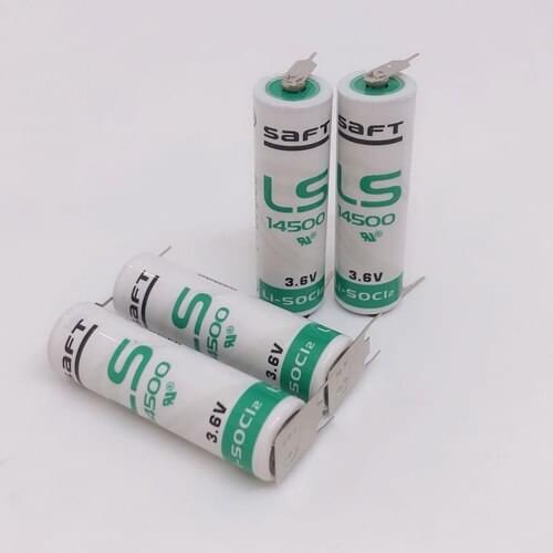 8pcs/lot SAFT LS14500 AA 3.6V equipment instrument lithium battery PLC Industrial Batteries With Three Tabs LS 14500