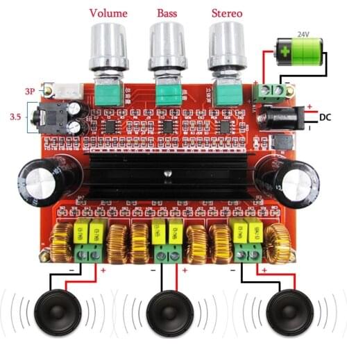 80W*2+100W Digital Audio Subwoofer Amplifier Board 2.1 Channel Digital TPA3116D2 With NE5532 DC12-24V Stereo amp