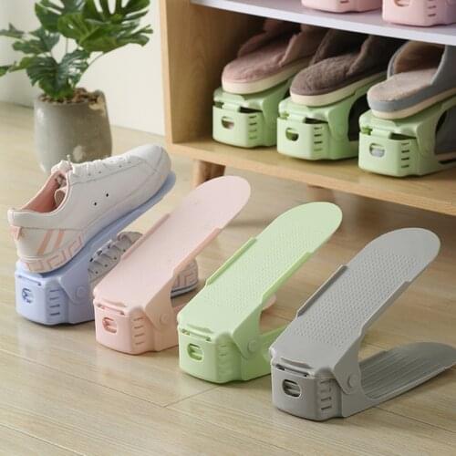 Djustable Shoe Organizer Modern Double Shoe Rack Storage Space Saver Shoes Organizers Stand Shelf for Living Room