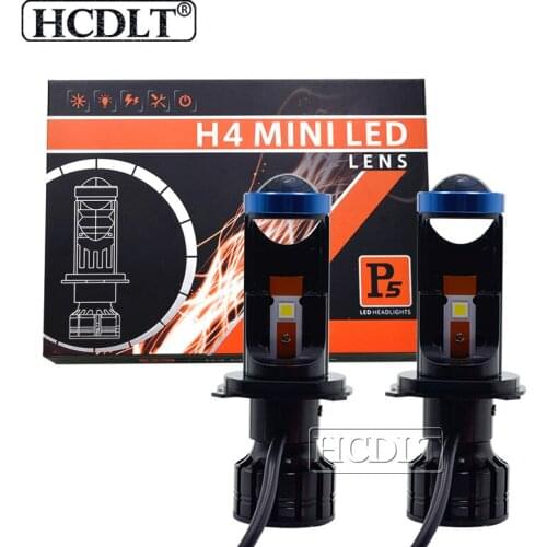 HCDLT Auto H4 LED Headlight Mini Projector Lens Canbus H4 LED Car Light Bulb For High Low Beam 70W 12000LM 6000K White Light