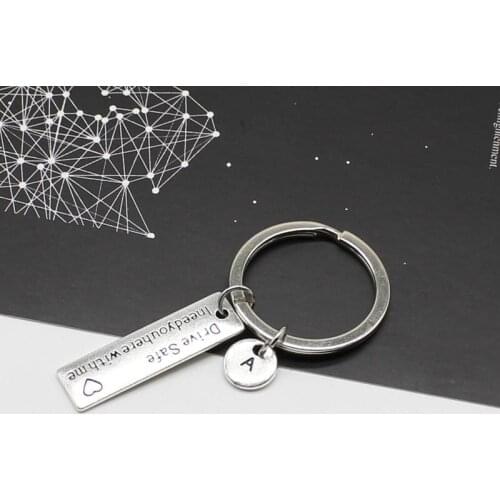 Driving Safe I need you here with me keychain, A-Z letter keychain, couple friendship car keychain