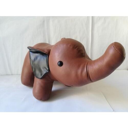 Large 32x20cm lovely cartoon elephant plush toy PU leather brown elephant soft doll ,birthday gift b1822