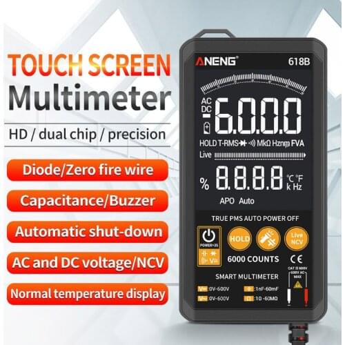618B Smart Touch Digital Multimeter DC/AC Analog Tester True RMS Professional Transistor Capacitor NCV Auto/Manual Multimetro