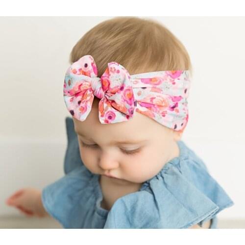 Baby Turban Headband Newborn Infant Hair Accessories Headwear Girls Bow Tie Elastic Hair Bands Flowers Bowknot for 1-3 Years