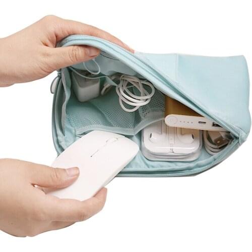 Travel Storage Bag Portable Digital Data Cable Charger Mesh Sponge Bag Headphone Line Headset Closet Organizer Case Cosmetic Box
