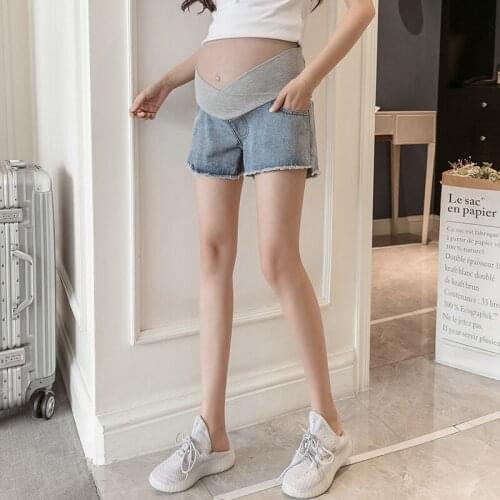 Pregnant women denim shorts summer low-rise jeans loose thin wide-leg pants fashion casual trendy mom